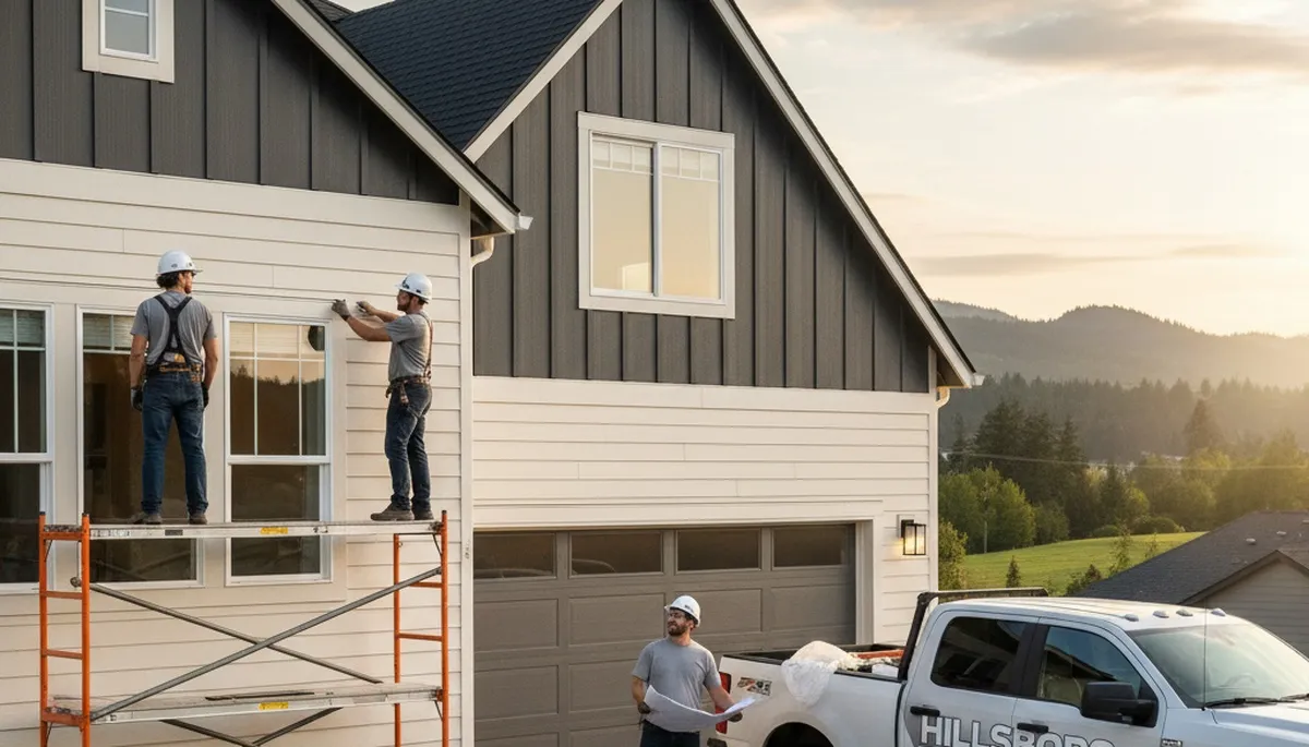 Vinyl siding installation by Portland, OR siding contractors for residential home exterior upgrade