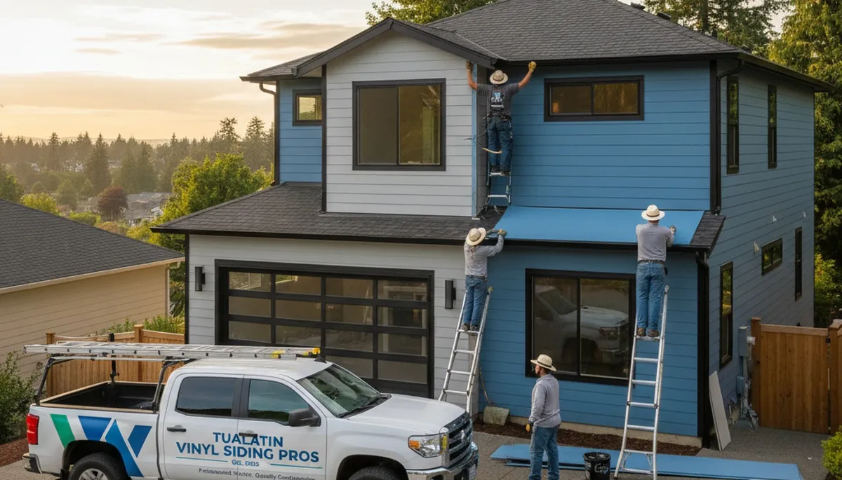 Professional vinyl siding contractors working on home exterior in Portland OR